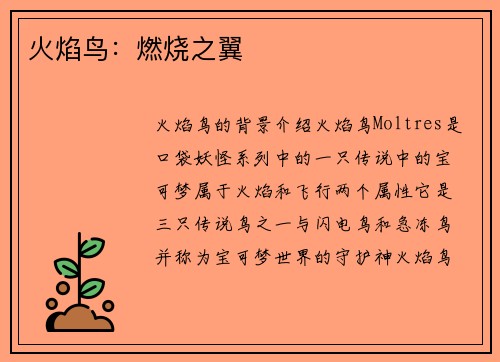 火焰鸟：燃烧之翼